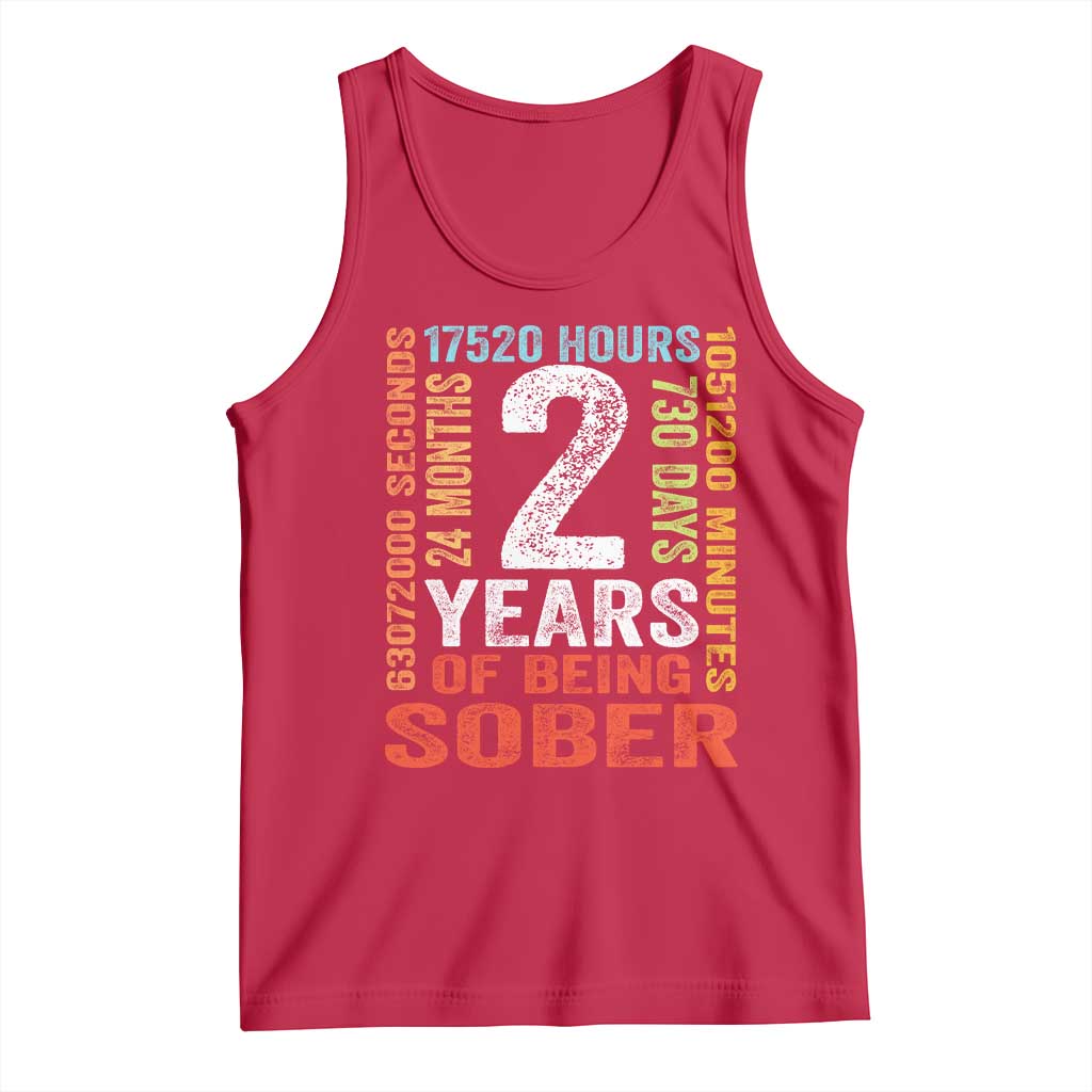 2 Years Of Being Sober Tank Top 2 Years Sobriety Anniversary Addiction Recovery TS11 Red Print Your Wear