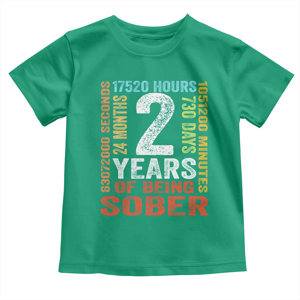 2 Years Of Being Sober Toddler T Shirt 2 Years Sobriety Anniversary Addiction Recovery TS11 Irish Green Print Your Wear