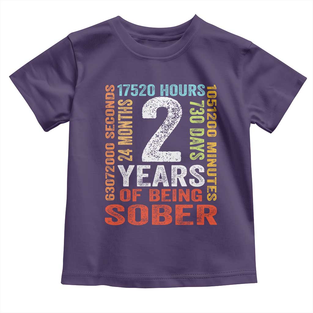 2 Years Of Being Sober Toddler T Shirt 2 Years Sobriety Anniversary Addiction Recovery TS11 Purple Print Your Wear
