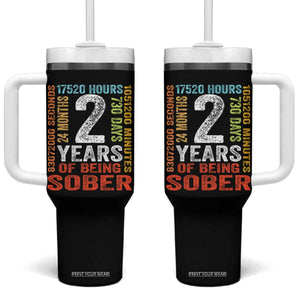 2 Years Of Being Sober Tumbler With Handle 2 Years Sobriety Anniversary Addiction Recovery TS11 One Size: 40 oz Black Print Your Wear
