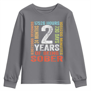 2 Years Of Being Sober Youth Sweatshirt 2 Years Sobriety Anniversary Addiction Recovery TS11 Charcoal Print Your Wear