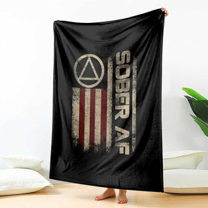 Sober AF Throw Blanket Alcoholism Addiction Recovery Rehabilitation Vintage American Flag TS11 Print Your Wear