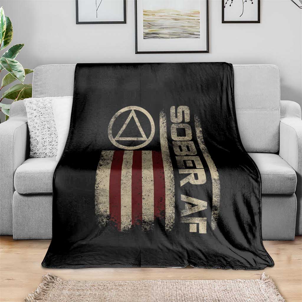 Sober AF Throw Blanket Alcoholism Addiction Recovery Rehabilitation Vintage American Flag TS11 Print Your Wear