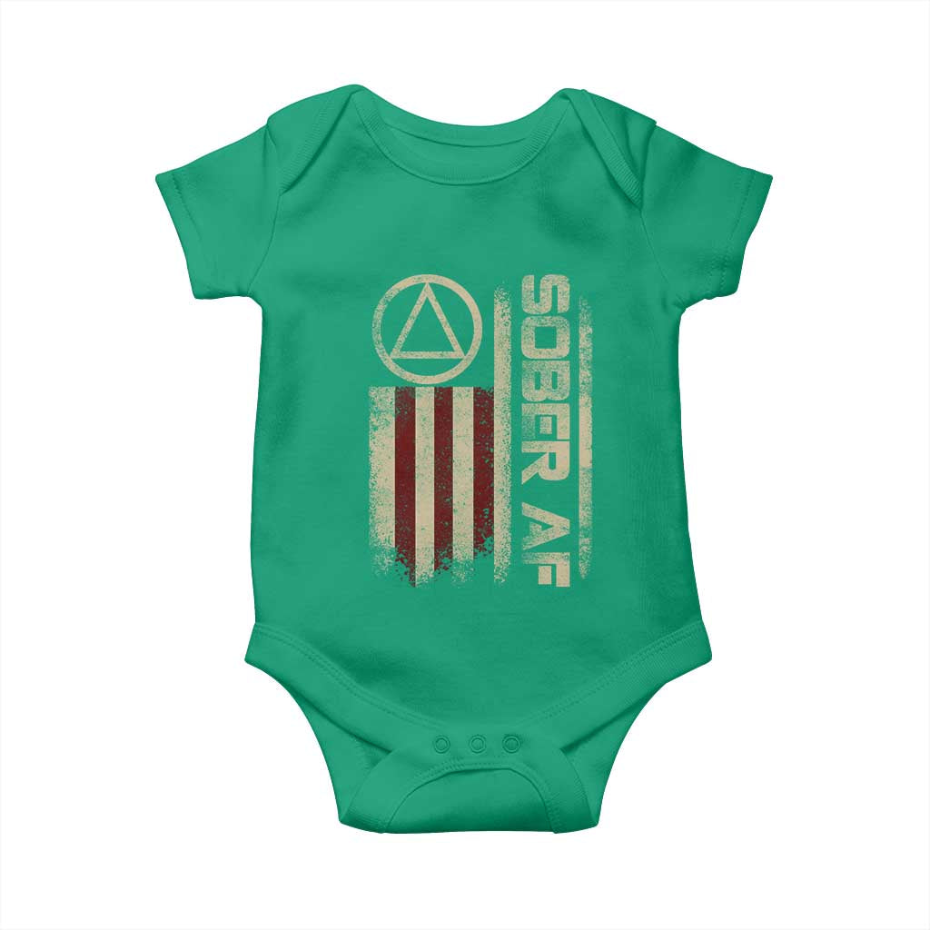 Sober AF Baby Onesie Alcoholism Addiction Recovery Rehabilitation Vintage American Flag TS11 Irish Green Print Your Wear