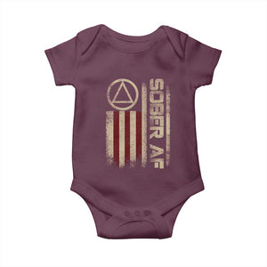 Sober AF Baby Onesie Alcoholism Addiction Recovery Rehabilitation Vintage American Flag TS11 Maroon Print Your Wear
