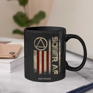 Sober AF Coffee Mug Alcoholism Addiction Recovery Rehabilitation Vintage American Flag TS11 Print Your Wear
