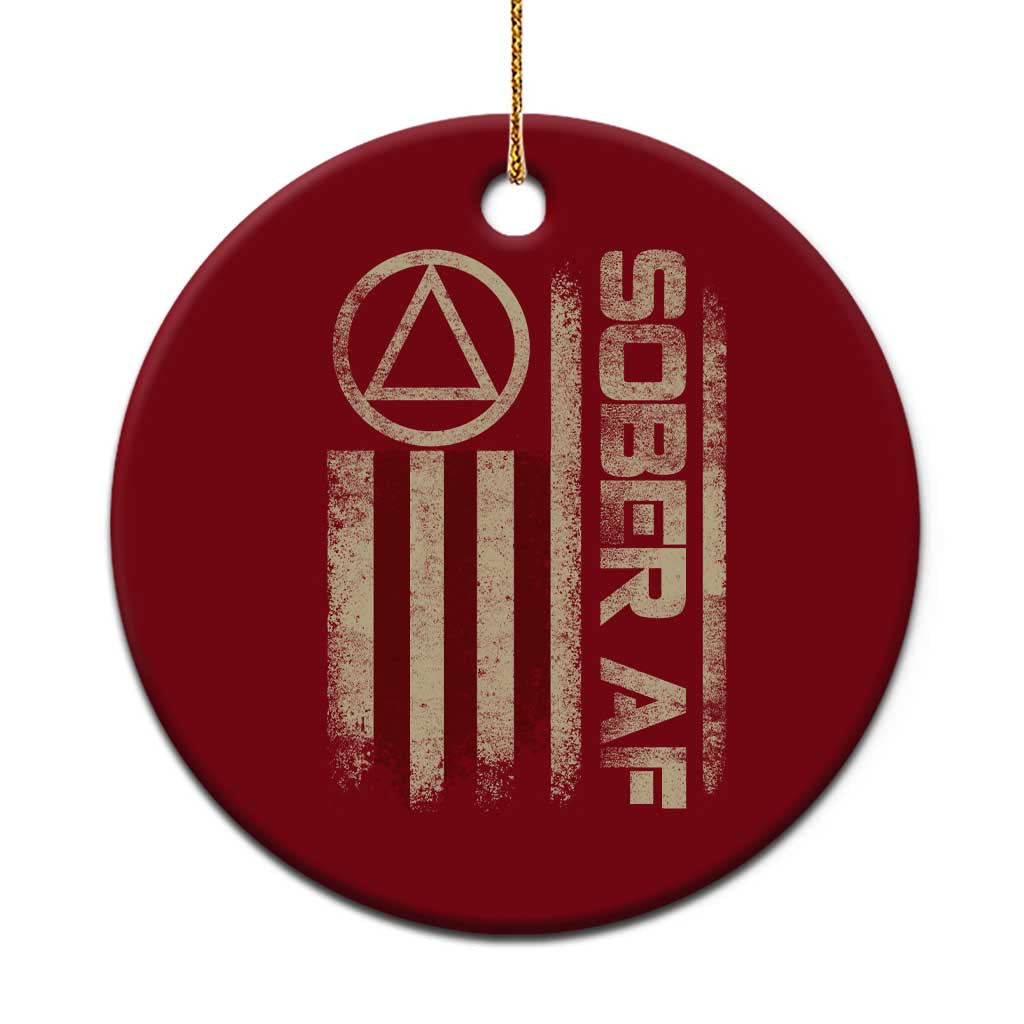 Sober AF Ceramic Ornament Alcoholism Addiction Recovery Rehabilitation Vintage American Flag TS11 1pc Red Print Your Wear