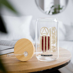 Sober AF Glass Can Alcoholism Addiction Recovery Rehabilitation Vintage American Flag TS11 Print Your Wear