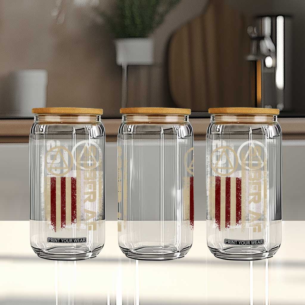 Sober AF Glass Can Alcoholism Addiction Recovery Rehabilitation Vintage American Flag TS11 Print Your Wear