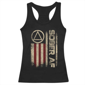 Sober AF Racerback Tank Top Alcoholism Addiction Recovery Rehabilitation Vintage American Flag TS11 Black Print Your Wear
