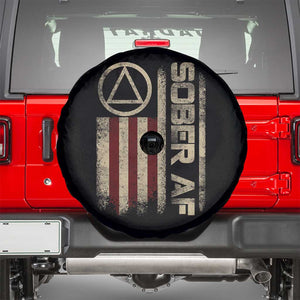 Sober AF Spare Tire Cover Alcoholism Addiction Recovery Rehabilitation Vintage American Flag TS11 Black Print Your Wear
