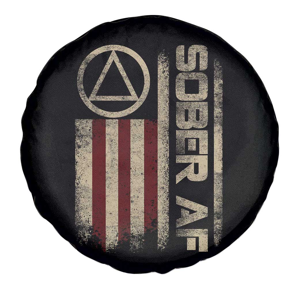 Sober AF Spare Tire Cover Alcoholism Addiction Recovery Rehabilitation Vintage American Flag TS11 Print Your Wear