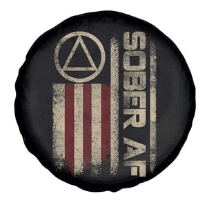 Sober AF Spare Tire Cover Alcoholism Addiction Recovery Rehabilitation Vintage American Flag TS11 Print Your Wear
