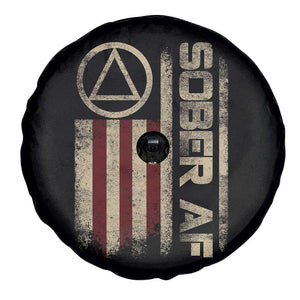 Sober AF Spare Tire Cover Alcoholism Addiction Recovery Rehabilitation Vintage American Flag TS11 Print Your Wear