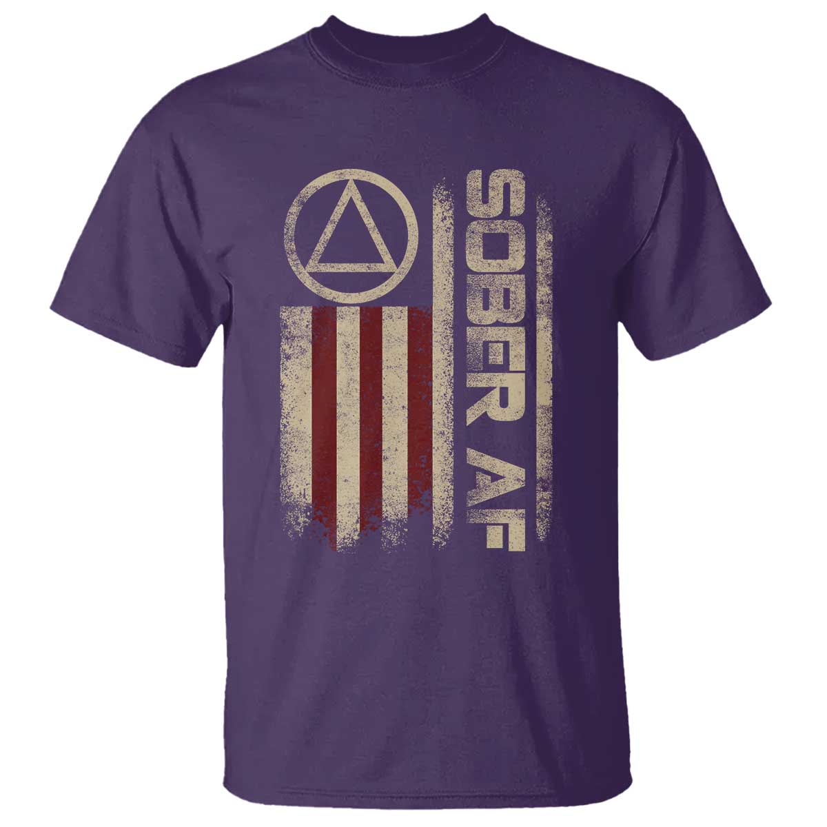 Sober AF T Shirt Alcoholism Addiction Recovery Rehabilitation Vintage American Flag TS11 Purple Print Your Wear
