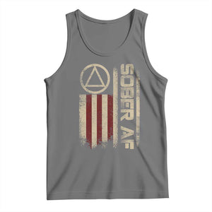 Sober AF Tank Top Alcoholism Addiction Recovery Rehabilitation Vintage American Flag TS11 Black Heather Print Your Wear