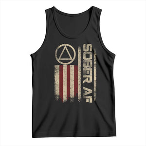 Sober AF Tank Top Alcoholism Addiction Recovery Rehabilitation Vintage American Flag TS11 Black Print Your Wear