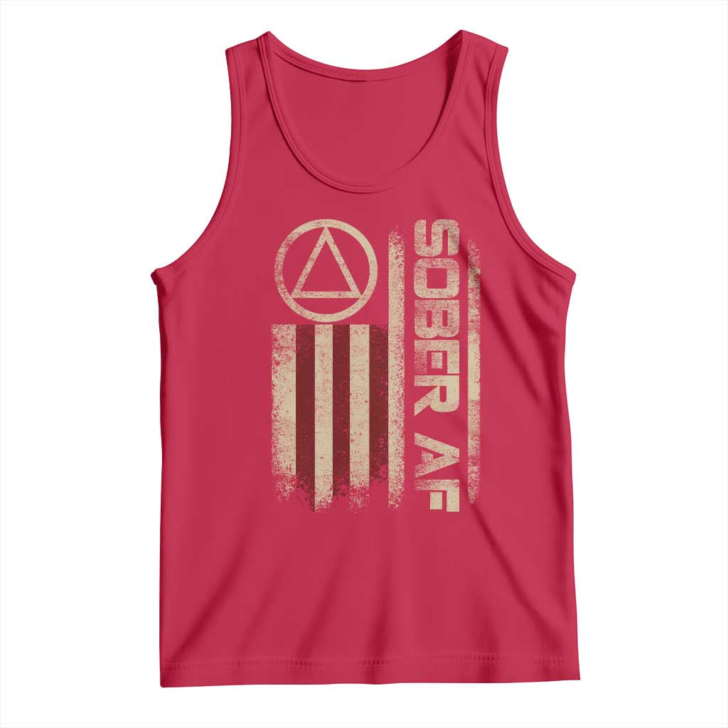 Sober AF Tank Top Alcoholism Addiction Recovery Rehabilitation Vintage American Flag TS11 Red Print Your Wear