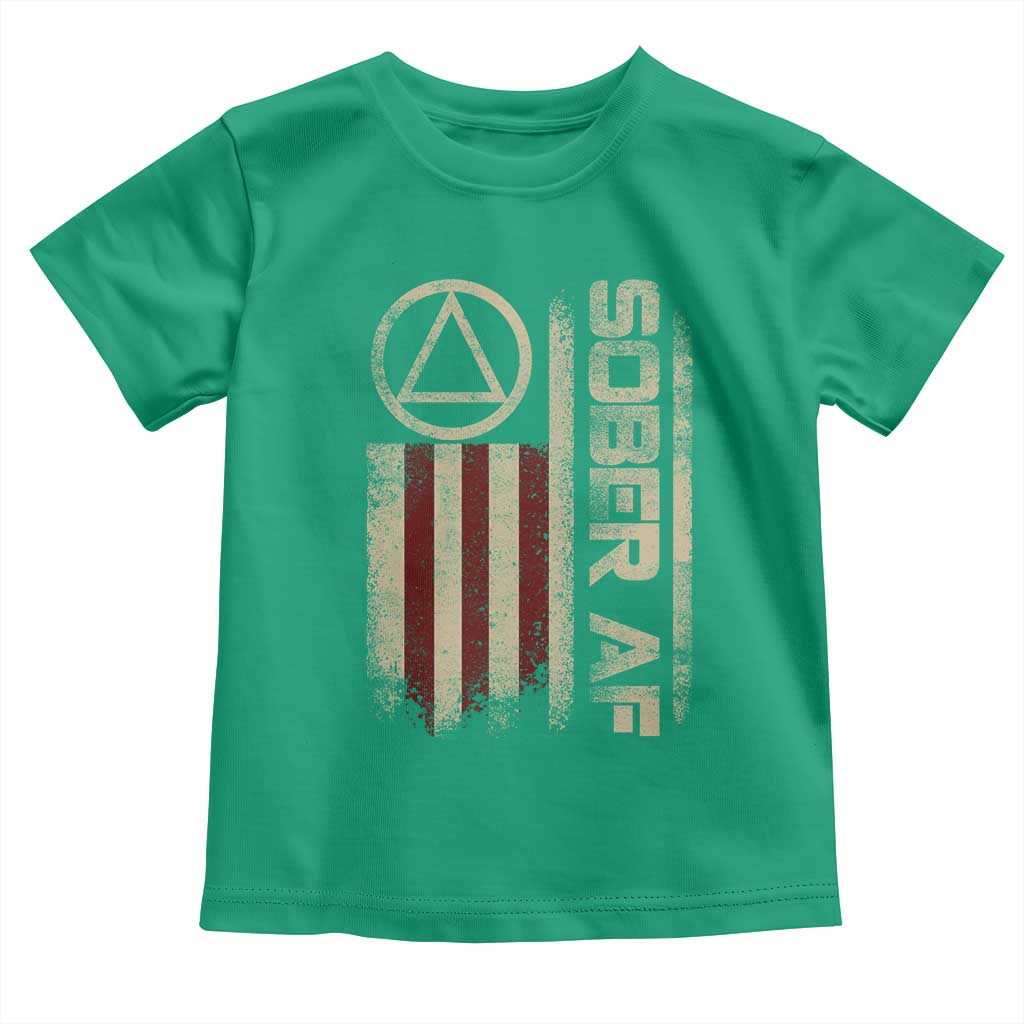 Sober AF Toddler T Shirt Alcoholism Addiction Recovery Rehabilitation Vintage American Flag TS11 Irish Green Print Your Wear