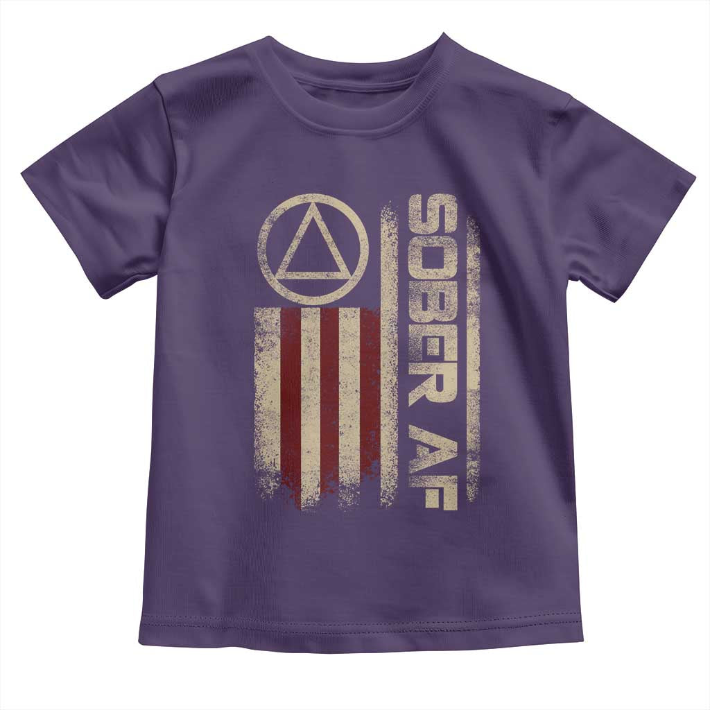Sober AF Toddler T Shirt Alcoholism Addiction Recovery Rehabilitation Vintage American Flag TS11 Purple Print Your Wear