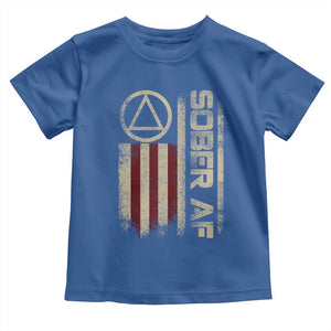 Sober AF Toddler T Shirt Alcoholism Addiction Recovery Rehabilitation Vintage American Flag TS11 Royal Blue Print Your Wear