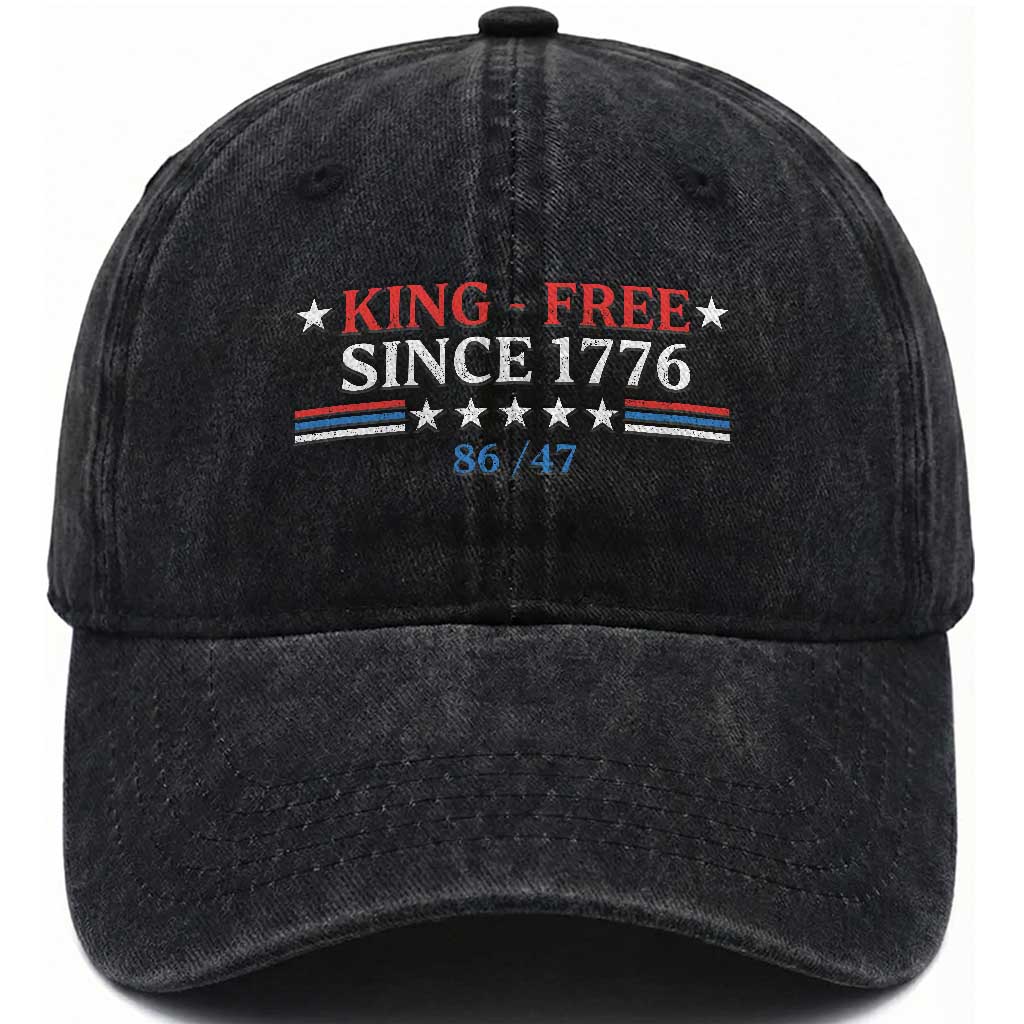Funny King Free Since 1776 8647 Washed Cotton Baseball Cap TS11 Print Your Wear