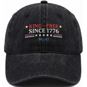 Funny King Free Since 1776 8647 Washed Cotton Baseball Cap TS11 Print Your Wear
