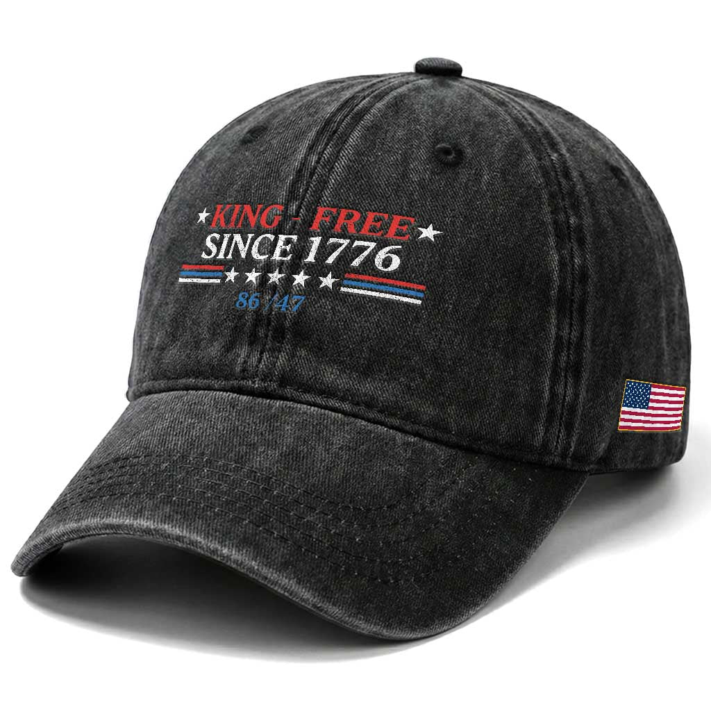 Funny King Free Since 1776 8647 Washed Cotton Baseball Cap TS11 Print Your Wear