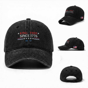 Funny King Free Since 1776 8647 Washed Cotton Baseball Cap TS11 Washed Cap Universal Fit Black Print Your Wear