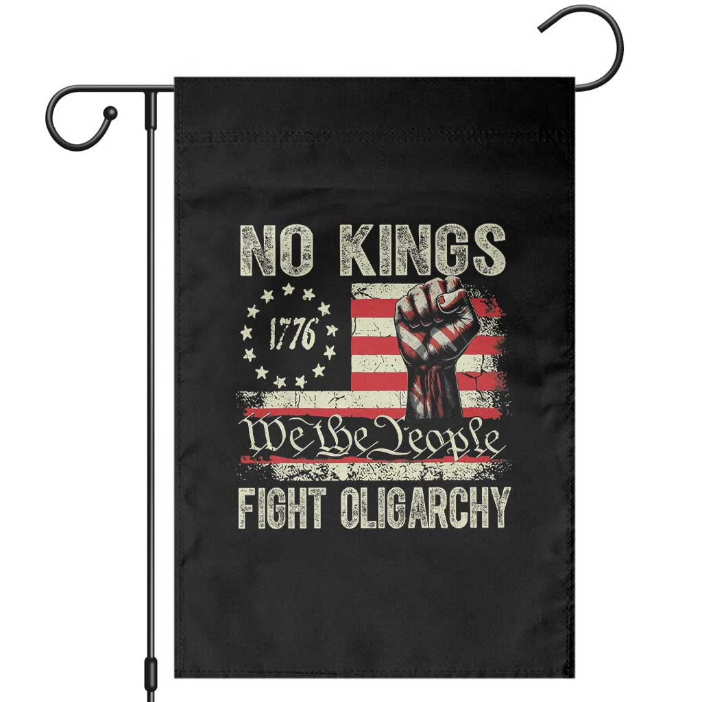 Funny No Kings Fight Oligarchy Garden Flag Betsy Ross Flag Hand Fist TS11 Black Print Your Wear