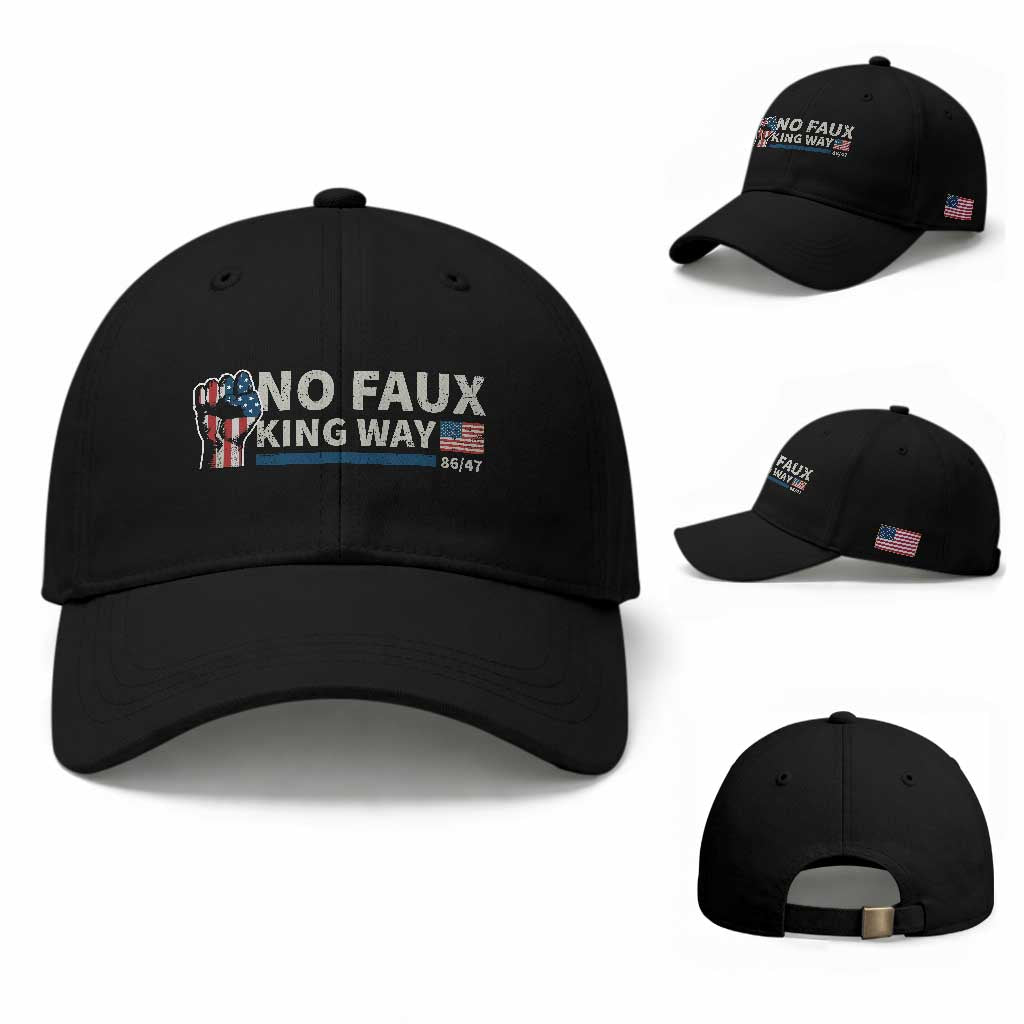 Funny No Faux King Way 8647 Baseball Cap Vintage American Flag TS11 Baseball Cap Universal Fit Black Print Your Wear