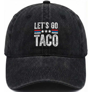 Funny Let's Go Taco Always Chickens Out Washed Cotton Baseball Cap Vintage Star Stripes TS11 Print Your Wear