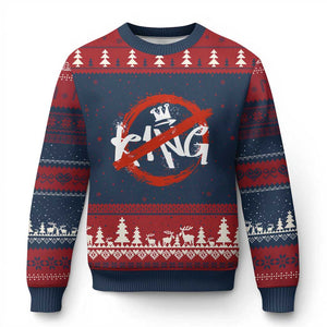 Funny No King Graffiti Style Crown Ugly Christmas Sweater TS11 Navy Red Print Your Wear