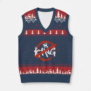 Funny No King Graffiti Style Crown V-Neck Knit Sweater Vest TS11 Navy Red Print Your Wear