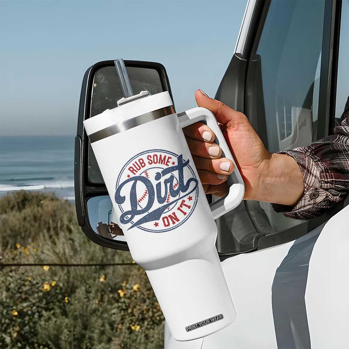 Funny Baseball Rub Some Dirt On It Tumbler With Handle Sports Coach TS11 Print Your Wear