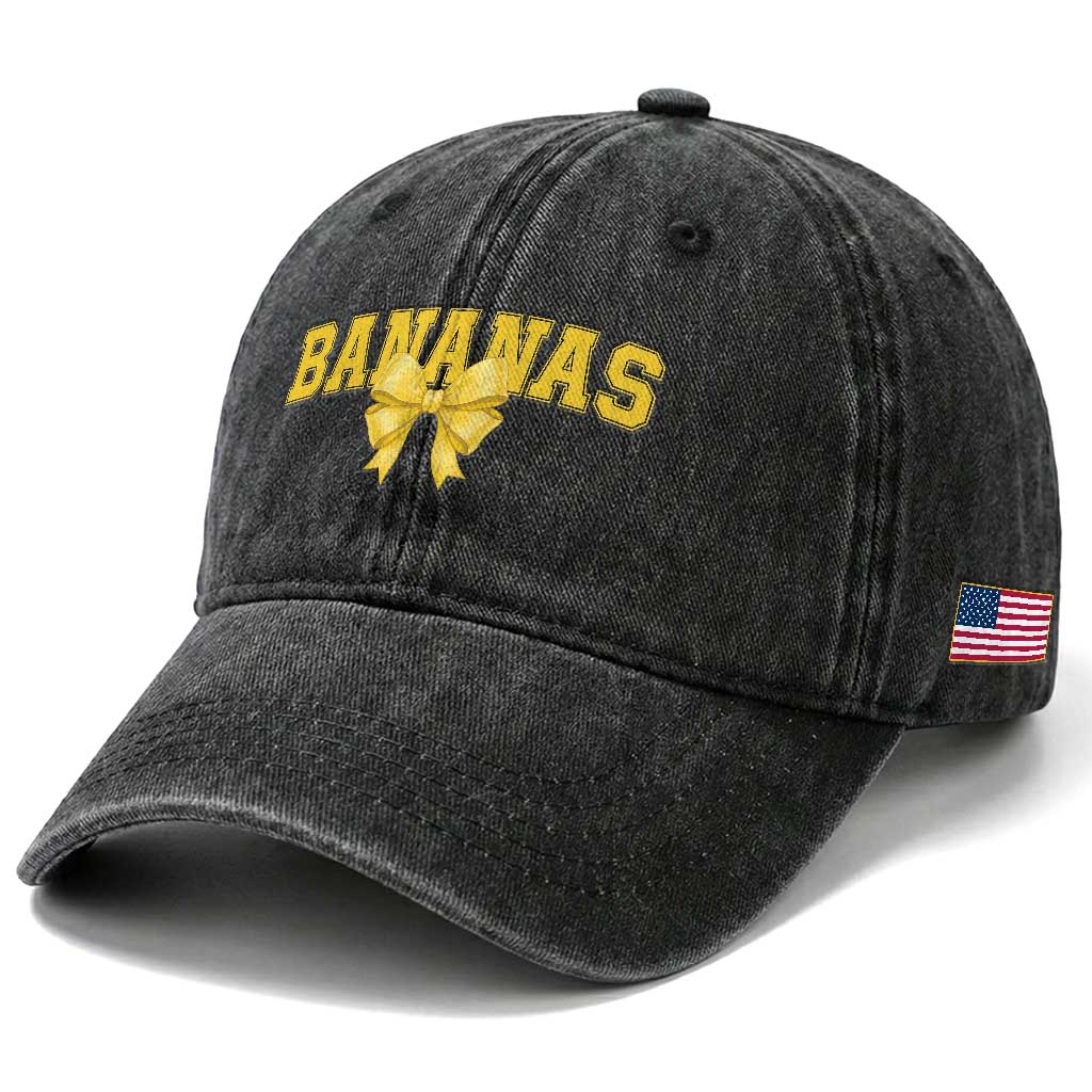 Funny Bananas Coquette Bow Baseball Player Washed Cotton Baseball Cap TS11 Print Your Wear