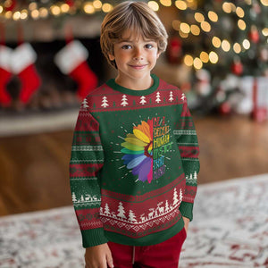 LGBTQ Be A Decent Human Its Not That Hard Knit Sweatshirt Rainbow Flower TS11 Christmas Print Your Wear