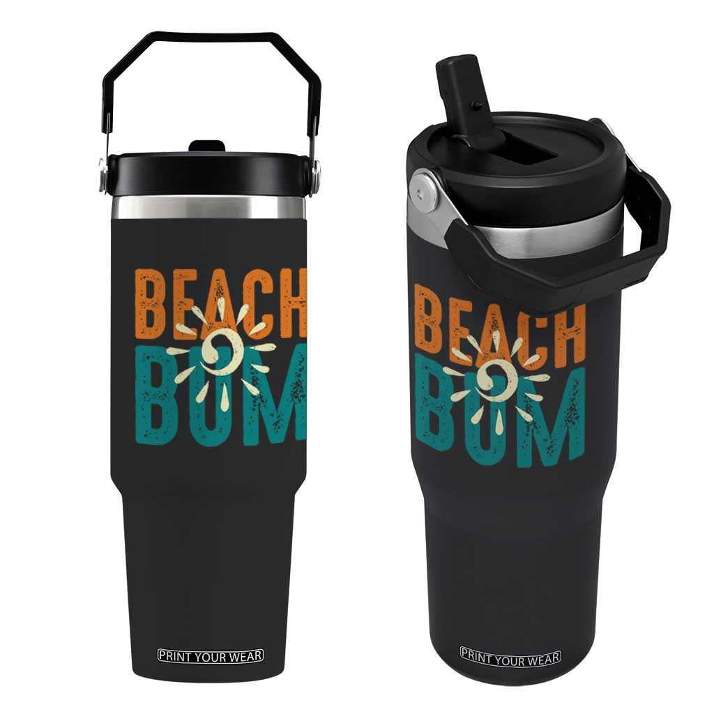Funny Beach Bum Summer Vacation Flip Straw Tumbler Beach Life Sun Light TS11 One Size: 30 oz Black Print Your Wear