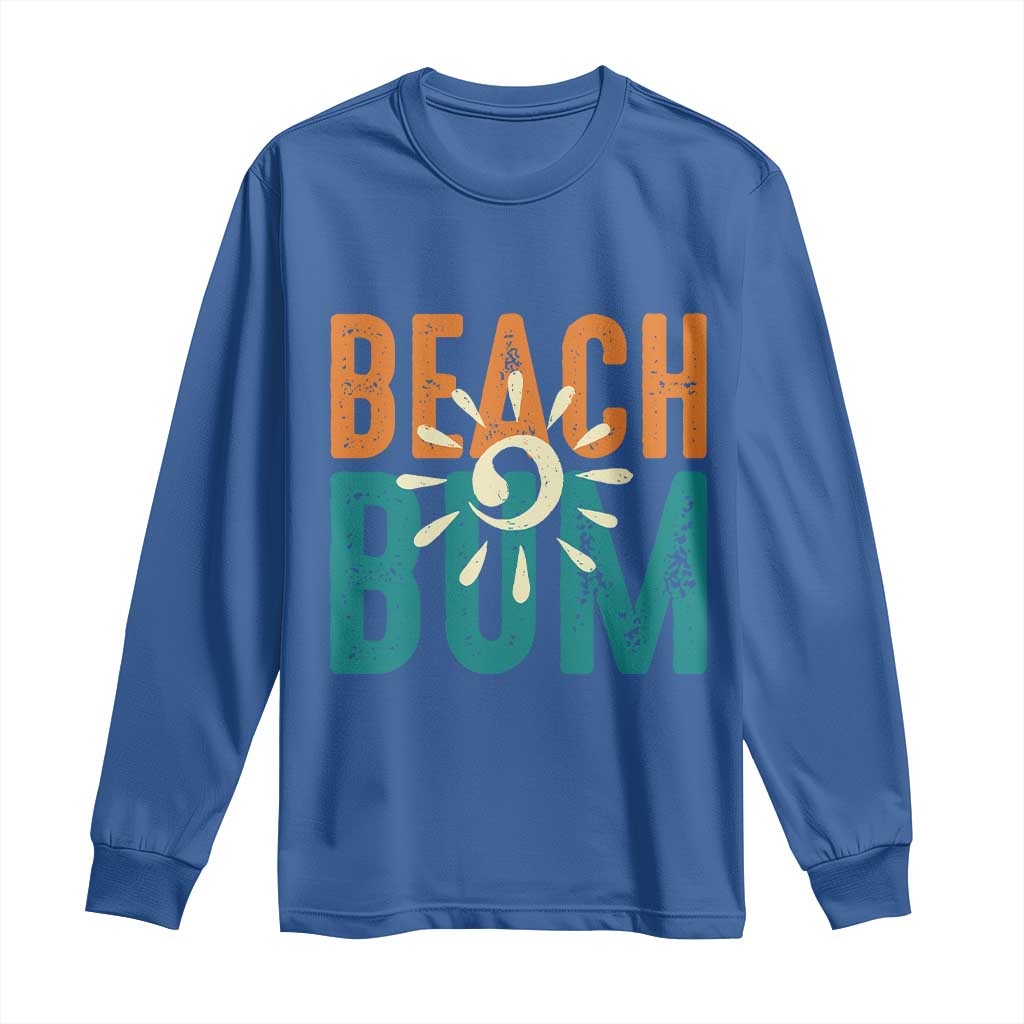 Funny Beach Bum Summer Vacation Long Sleeve Shirt Beach Life Sun Light TS11 Royal Blue Print Your Wear