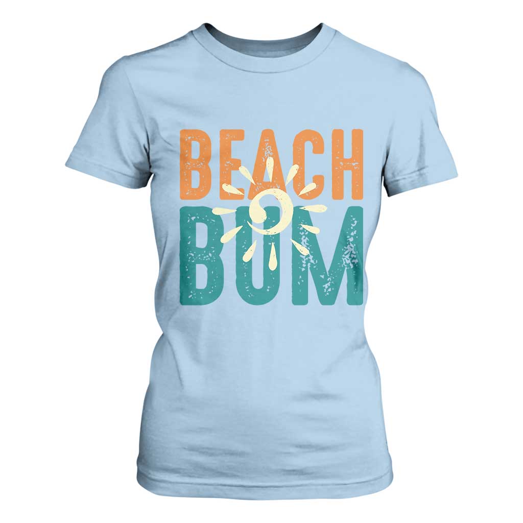 Funny Beach Bum Summer Vacation T Shirt For Women Beach Life Sun Light TS11 Light Blue Print Your Wear