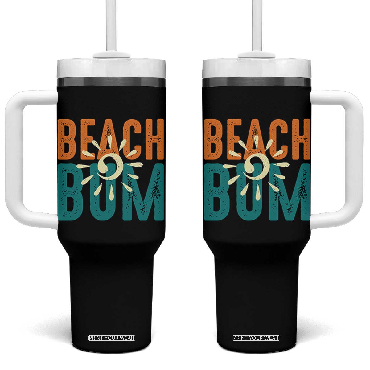 Funny Beach Bum Summer Vacation Tumbler With Handle Beach Life Sun Light TS11 One Size: 40 oz Black Print Your Wear