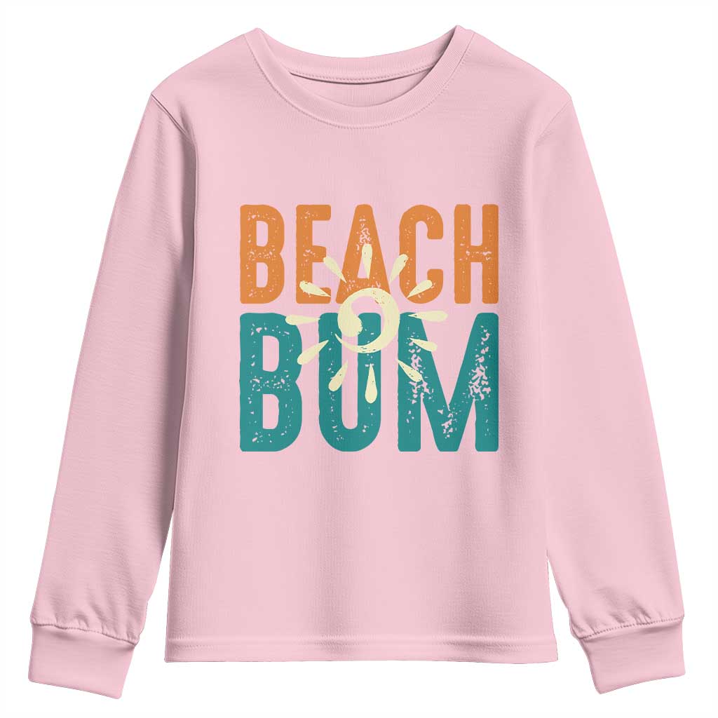 Funny Beach Bum Summer Vacation Youth Sweatshirt Beach Life Sun Light TS11 Light Pink Print Your Wear