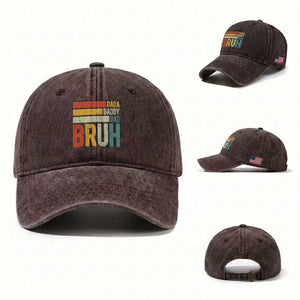 Funny Dada Daddy Dad Bruh Washed Cotton Baseball Cap Fathers Day Vintage Stripes