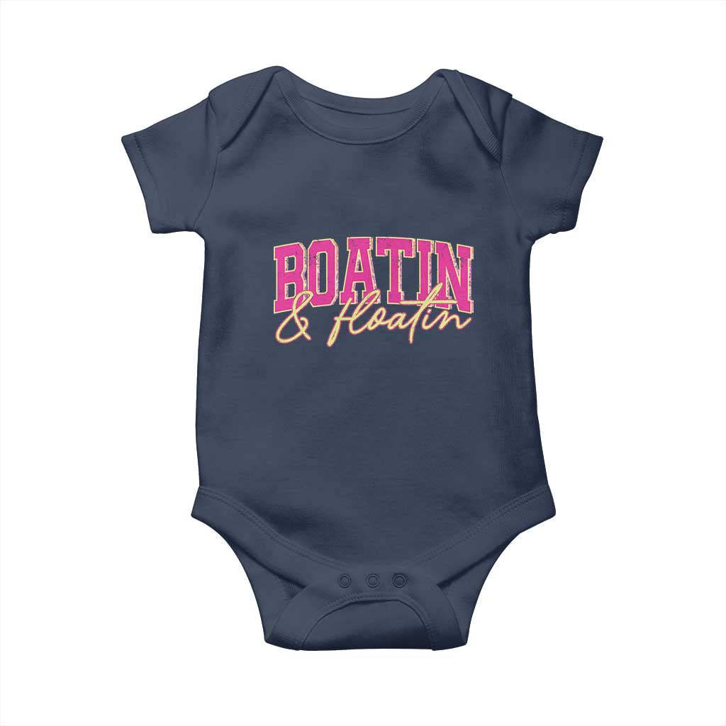 Funny Boating And Floatin Baby Onesie Summer Vacation Boat Lake Life TS11 Navy Print Your Wear