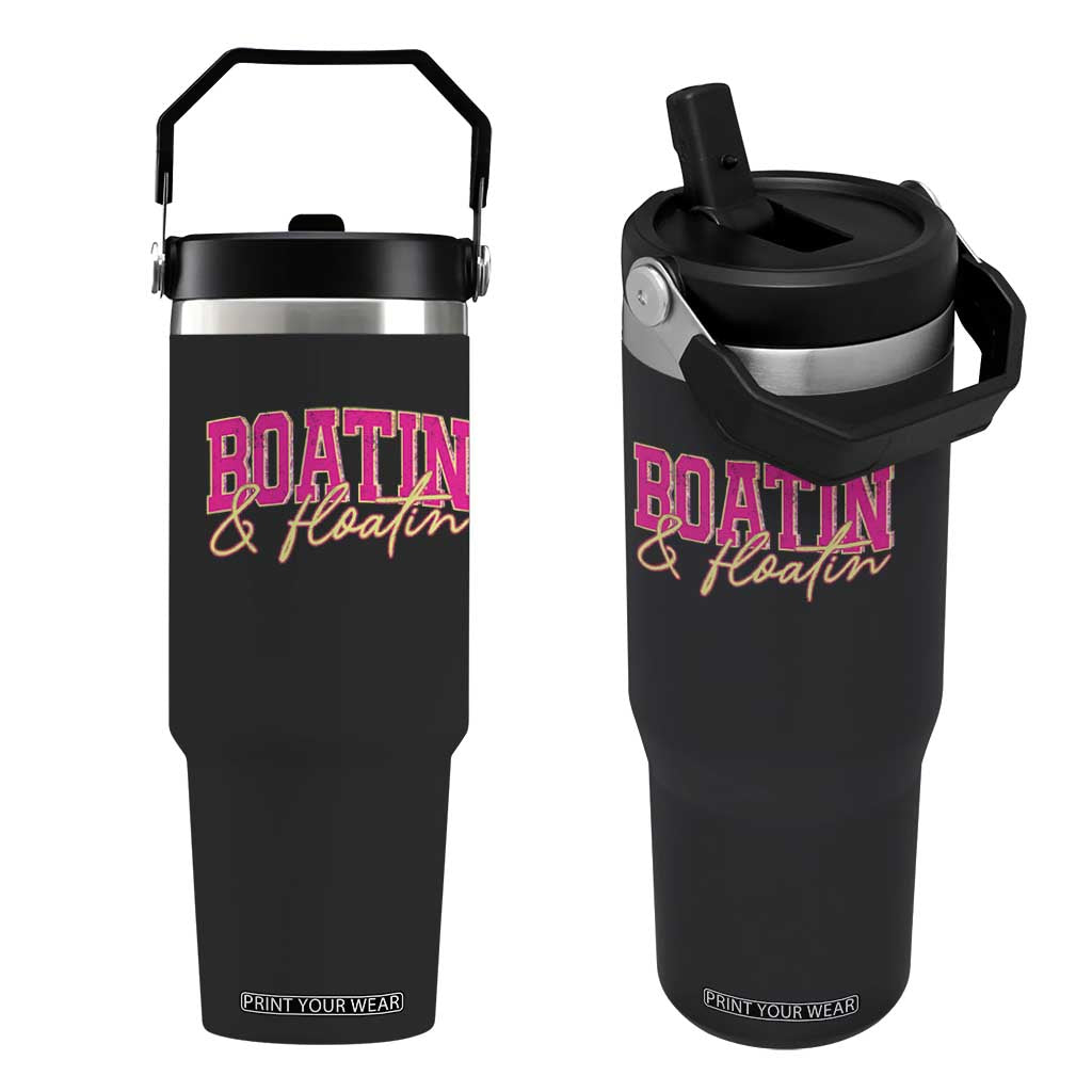 Funny Boating And Floatin Flip Straw Tumbler Summer Vacation Boat Lake Life TS11 One Size: 30 oz Black Print Your Wear