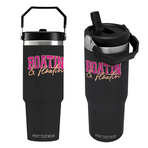 Funny Boating And Floatin Flip Straw Tumbler Summer Vacation Boat Lake Life TS11 One Size: 30 oz Black Print Your Wear