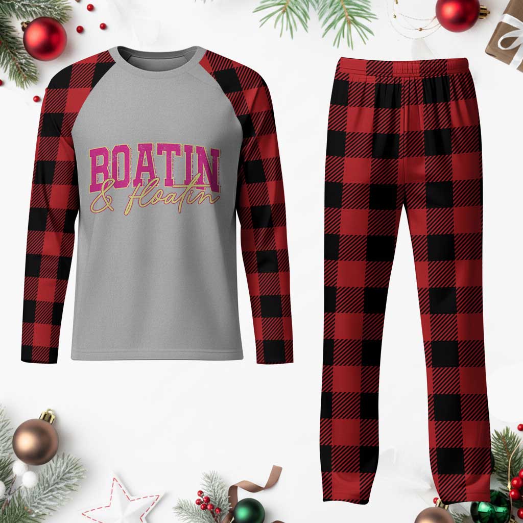 Funny Boating And Floatin Plaid Pajama Set Summer Vacation Boat Lake Life TS11 Buffalo Plaid Print Your Wear