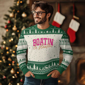 Funny Boating And Floatin Ugly Christmas Sweater Summer Vacation Boat Lake Life TS11 Beige Green Print Your Wear