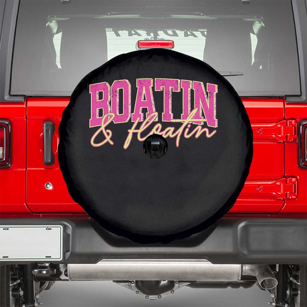 Funny Boating And Floatin Spare Tire Cover Summer Vacation Boat Lake Life TS11 Black Print Your Wear