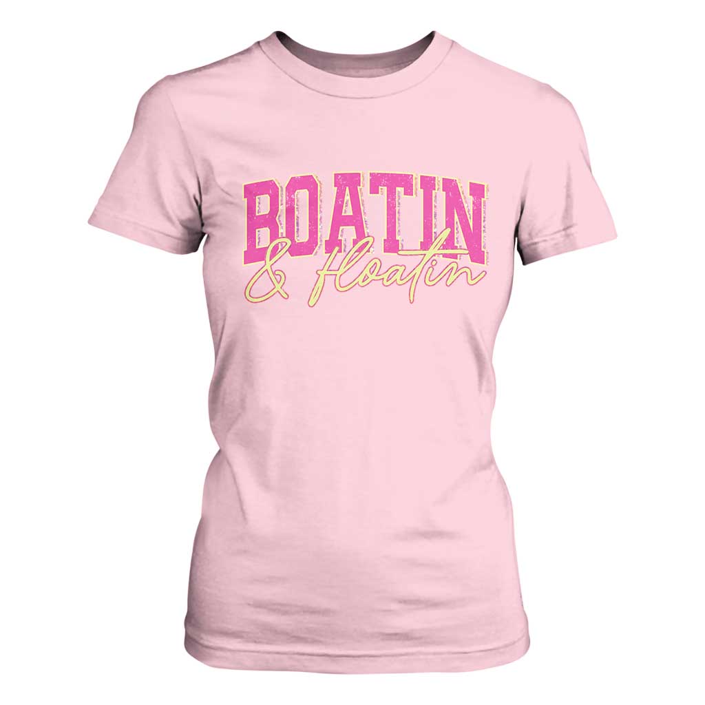 Funny Boating And Floatin T Shirt For Women Summer Vacation Boat Lake Life TS11 Light Pink Print Your Wear